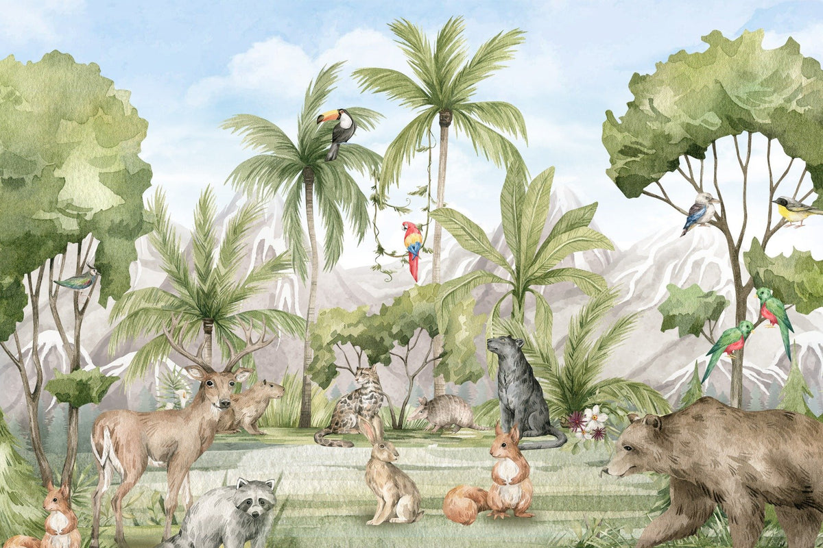 Exotic Creatures Landscape Art Mural in your room