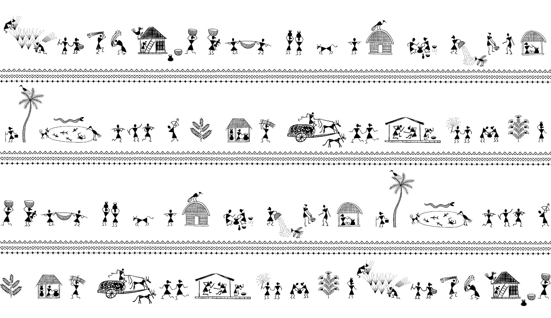Tribal Rhythms Art Strip Wallpaper in your room — zoomed
