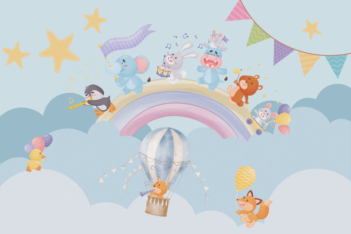 Musical Animals Rainbow Parade Mural in your room