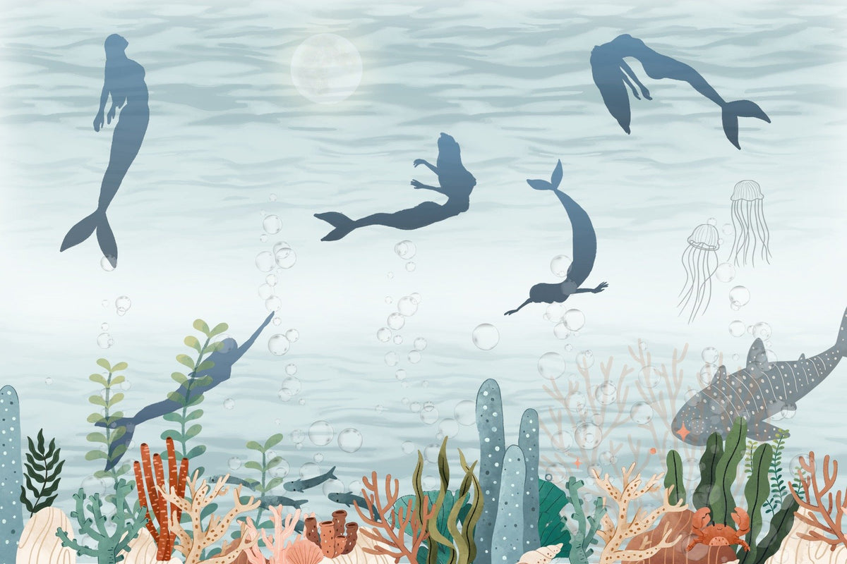 Mermaid Whispers Ocean Mural in your room