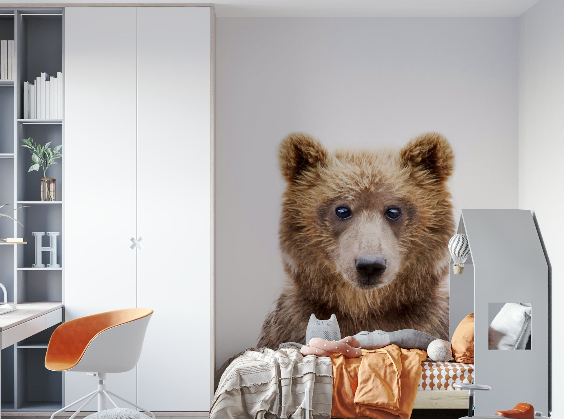 Woodland baby bear wallpaper for kids’ bedrooms

