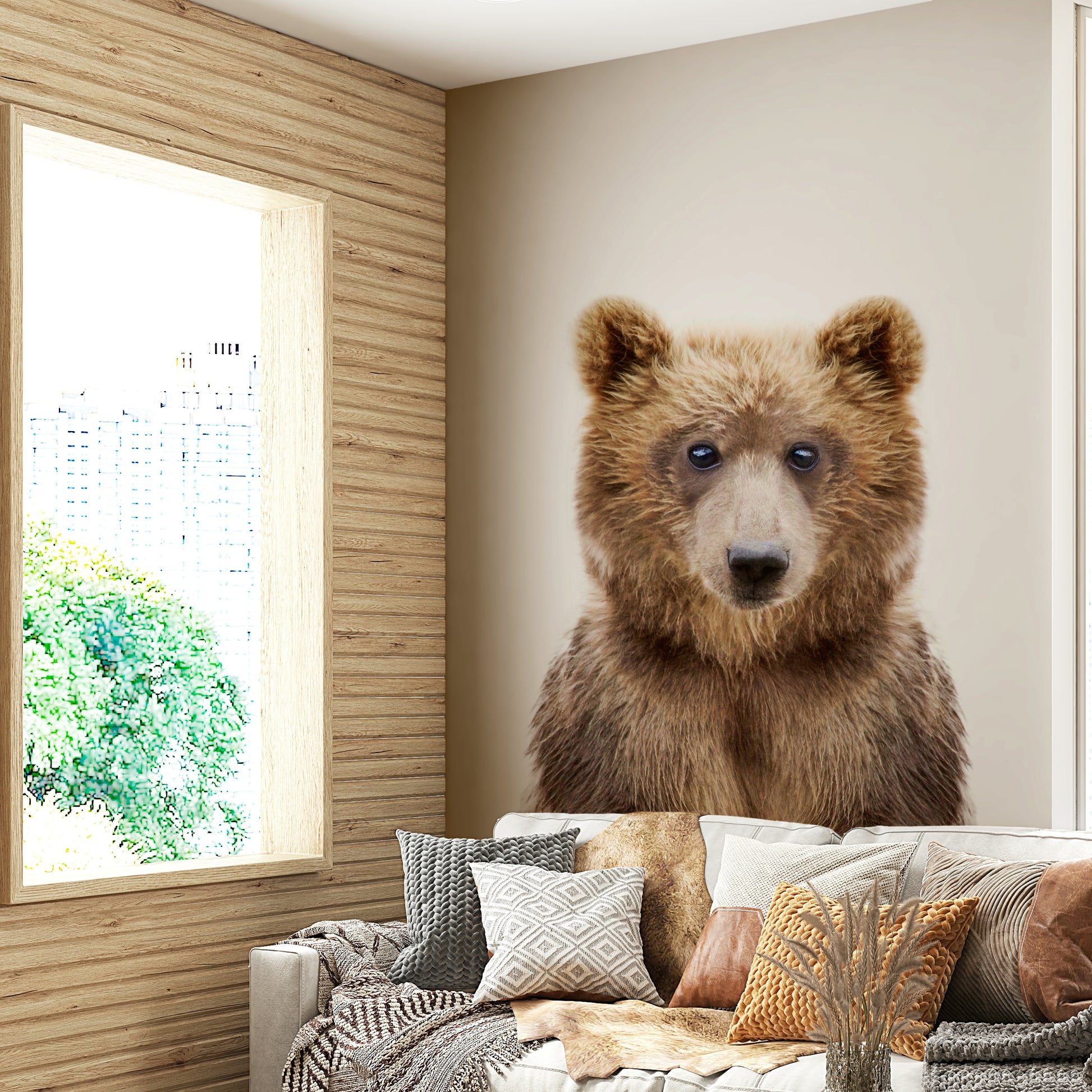 Adorable bear-themed wallpaper for nursery walls

