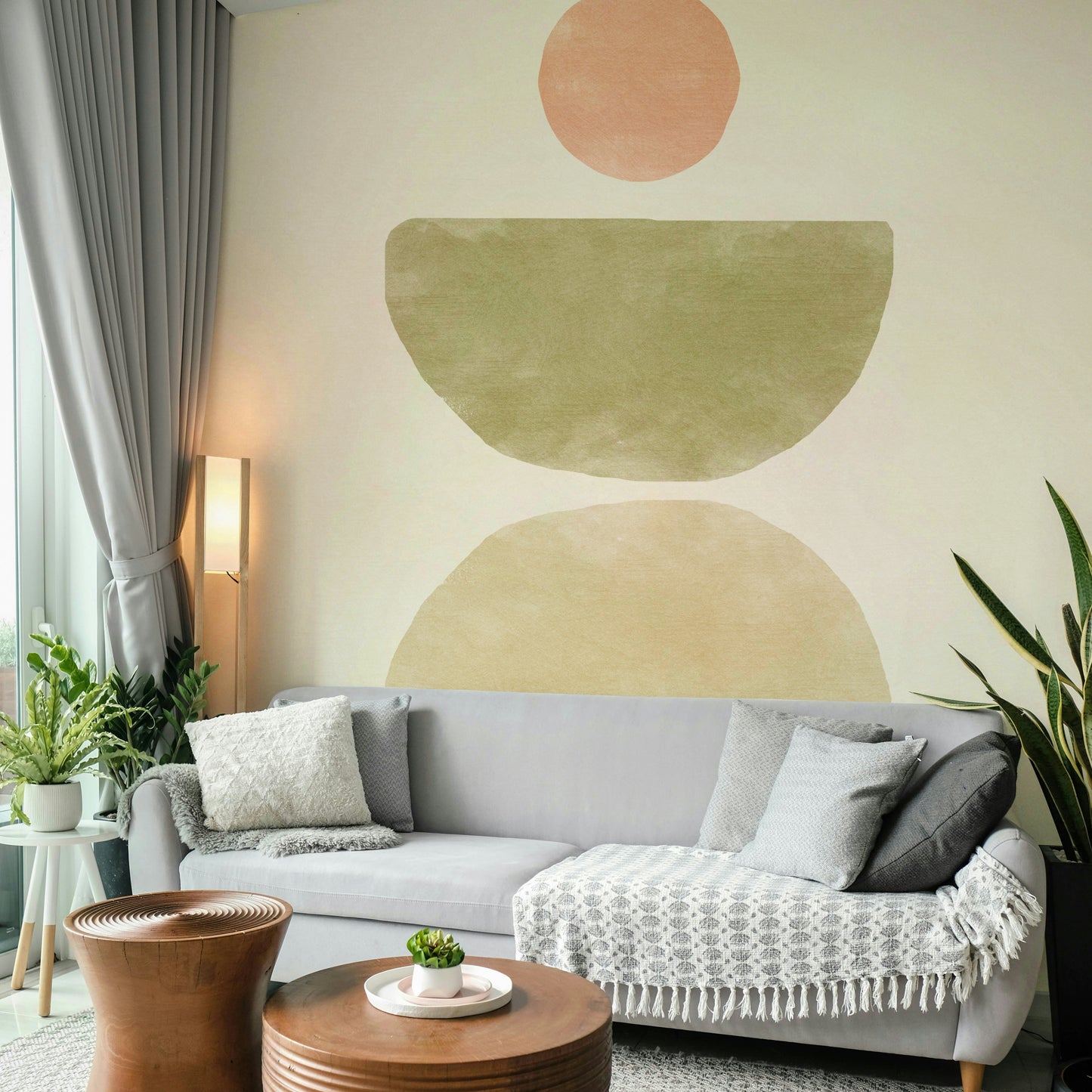 Subtle color block wall mural

