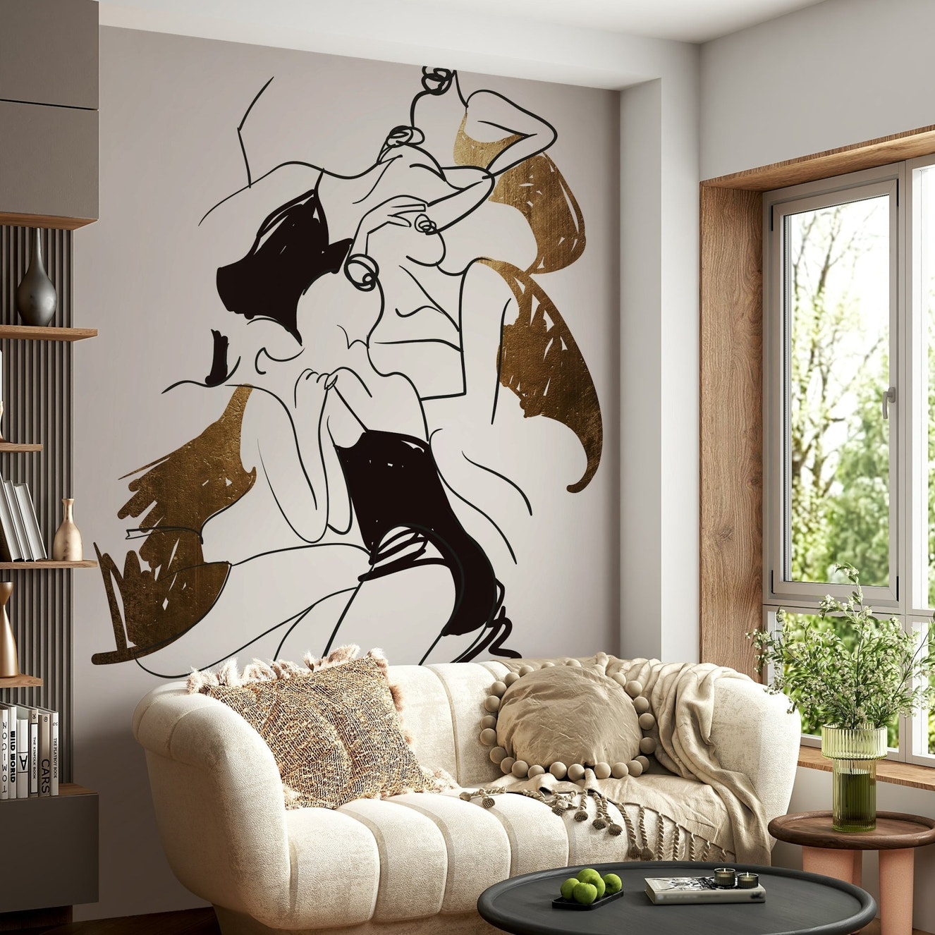 A graceful and elegant wall mural.
