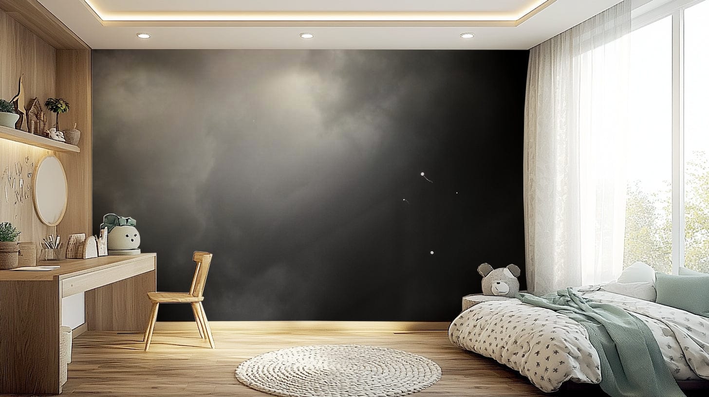 A graceful subtle balloon wall mural in bright, fun tones.

