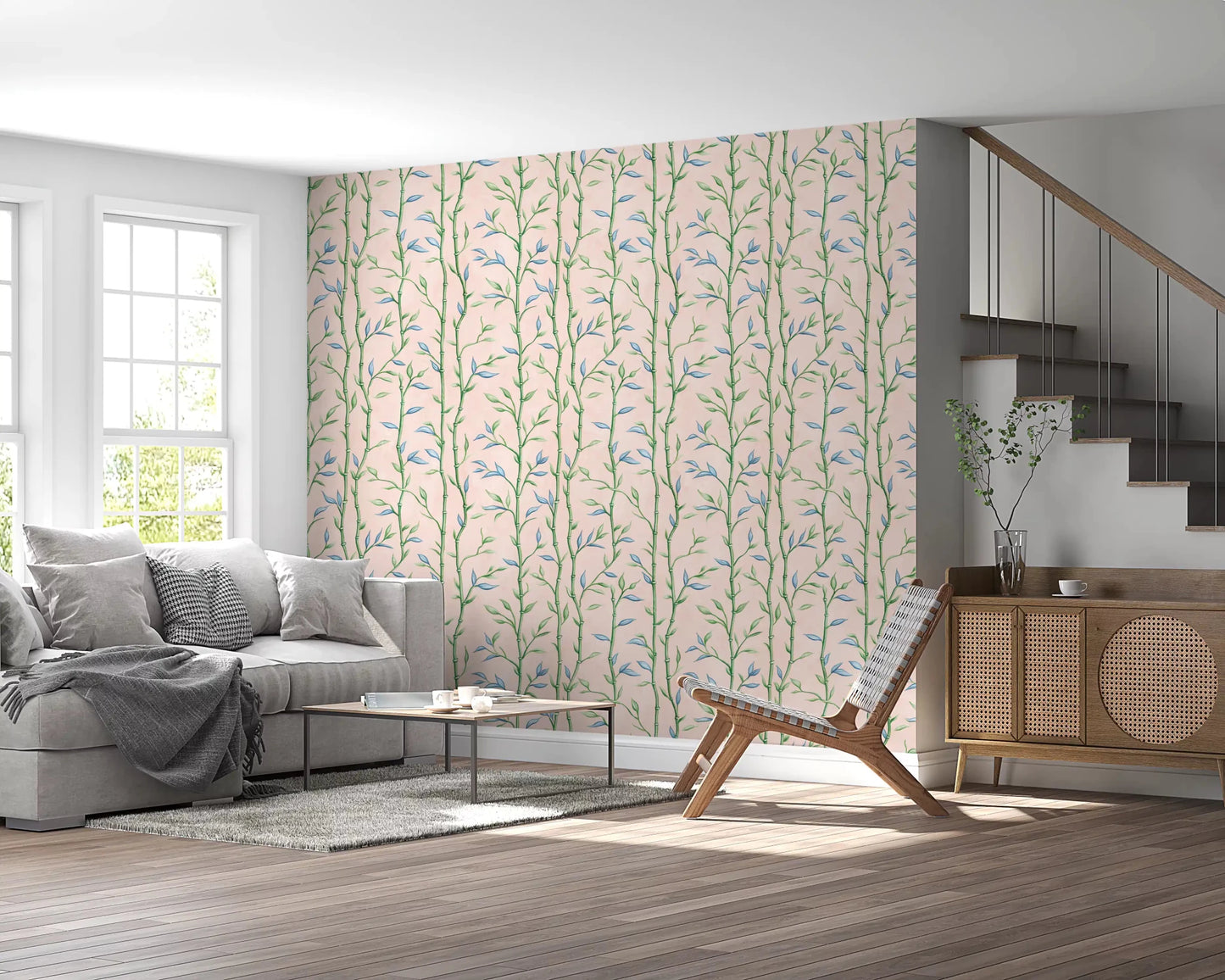 Refreshing bamboo design in soft pink tones, ideal for creating a serene living space.
