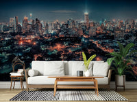 Urban Bangkok Nightscape wallpaper for walls serene park