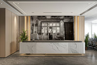Vintage Paris bar mural wallpaper for creating a charming vibe.

