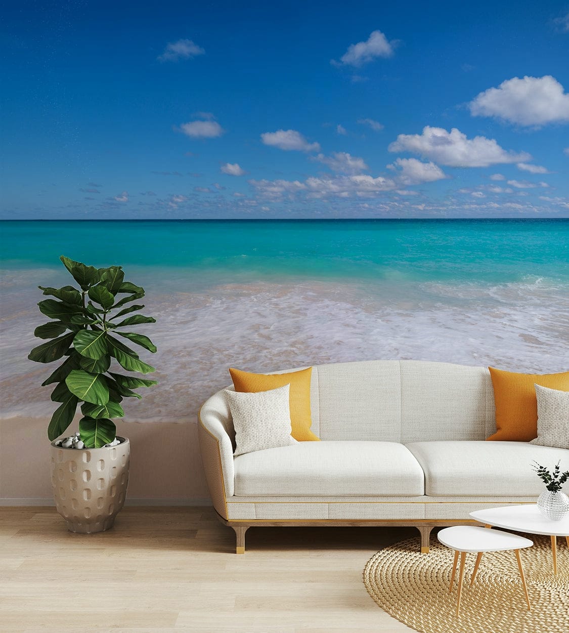 The wallpaper features a subtle, calming pattern.

