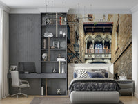 Gothic Quarter Archway removable wall mural medieval street design.