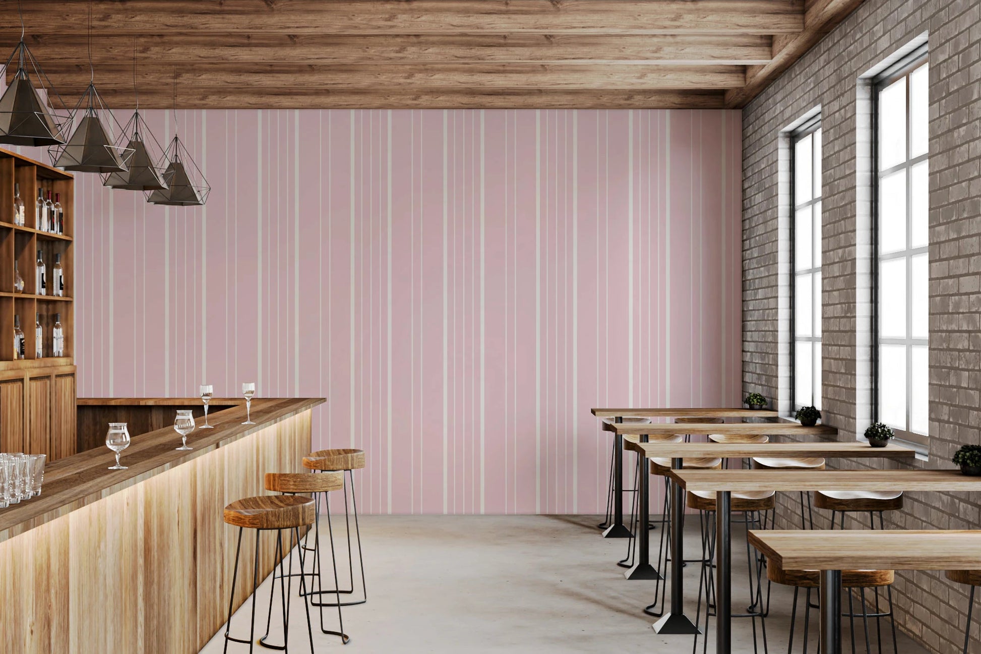 Barely Blush Stripes Wallpaper⁠