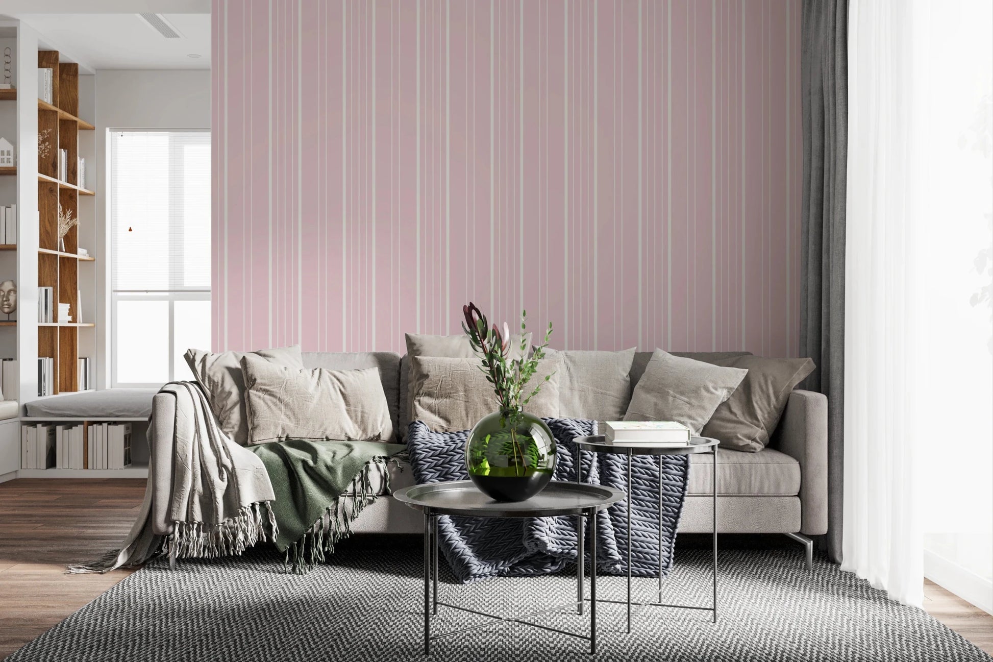 Barely Blush Stripes Wallpaper⁠