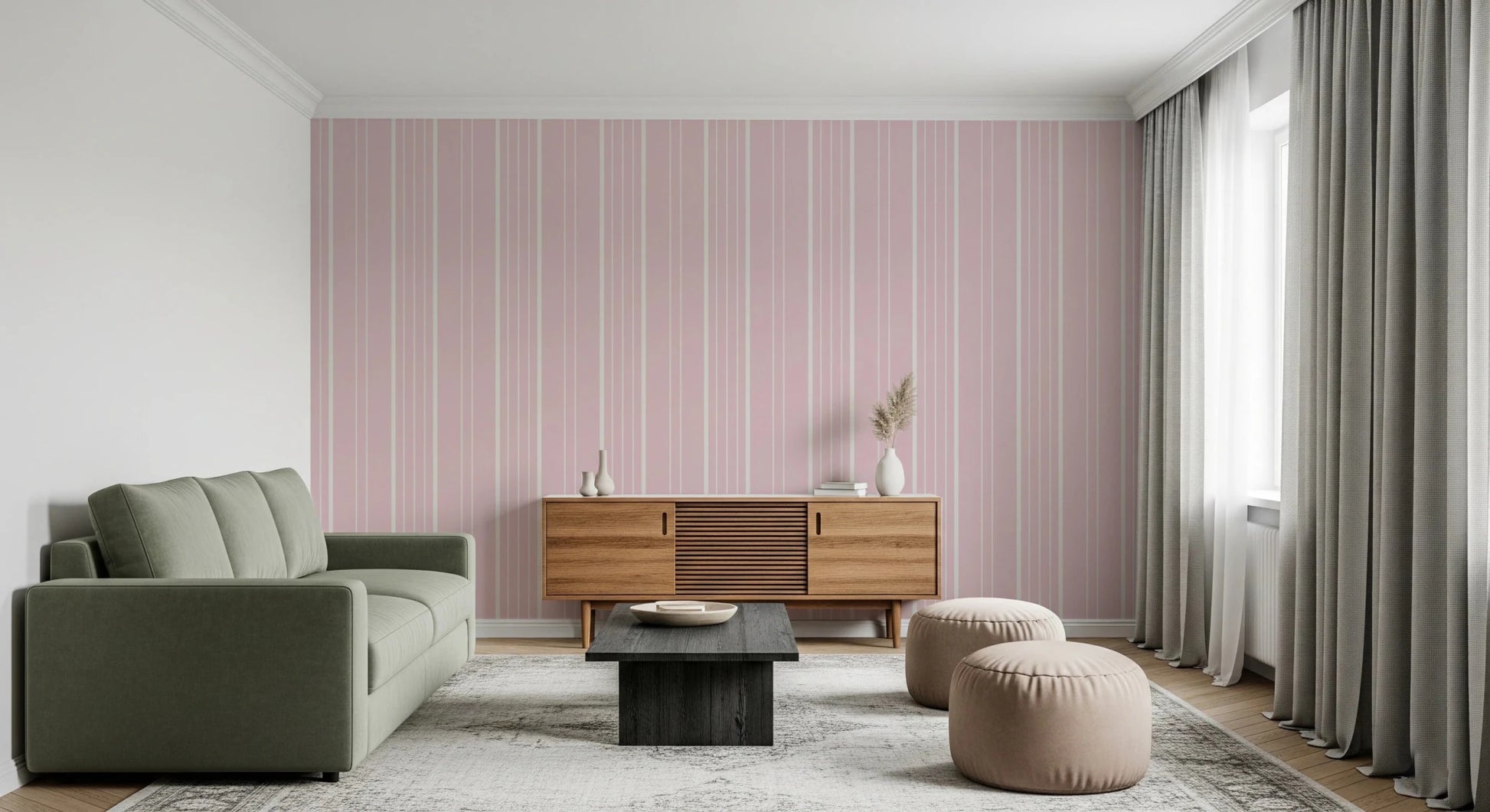 Barely Blush Stripes Wallpaper⁠