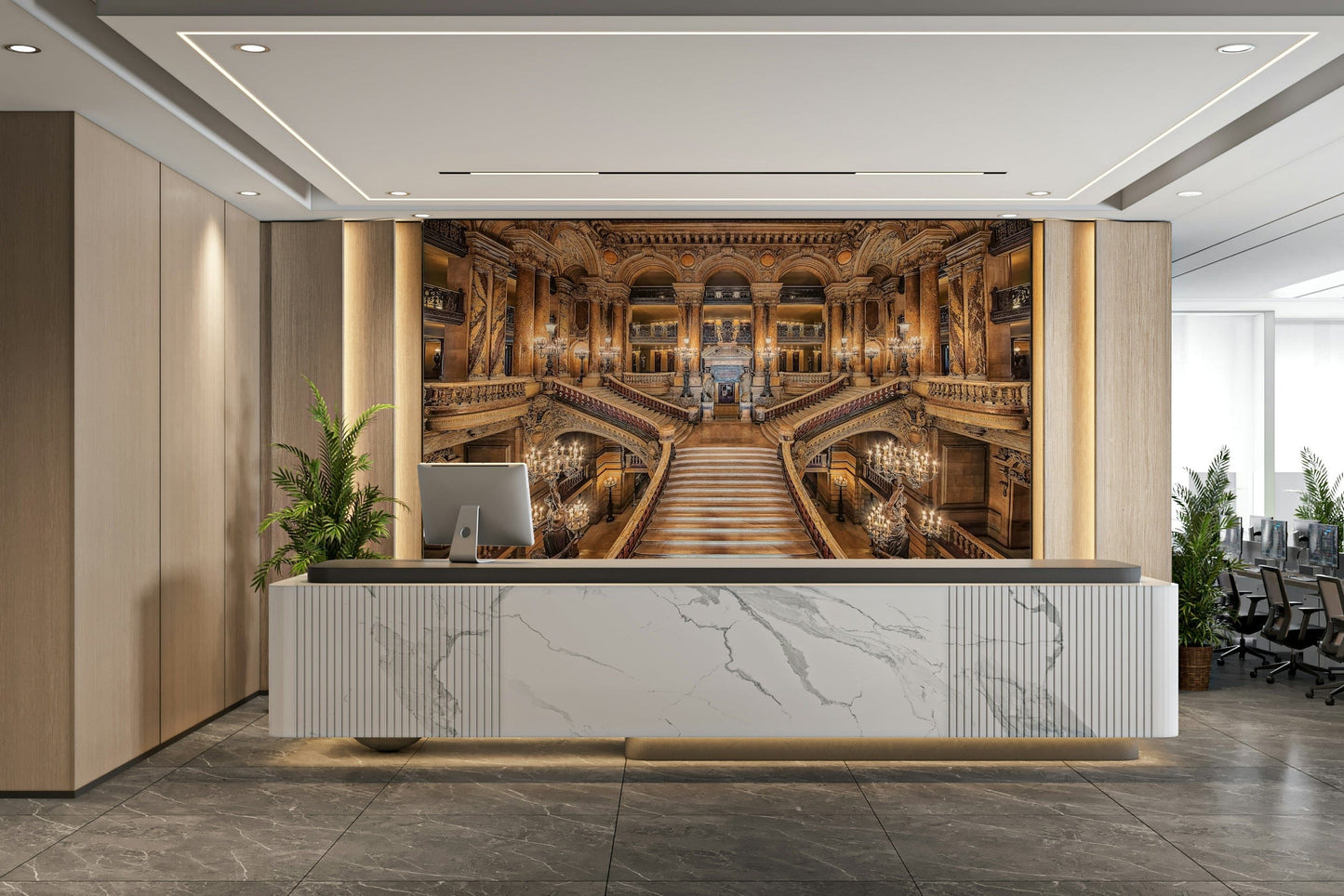 An artistic scrollwork mural for home decor.

