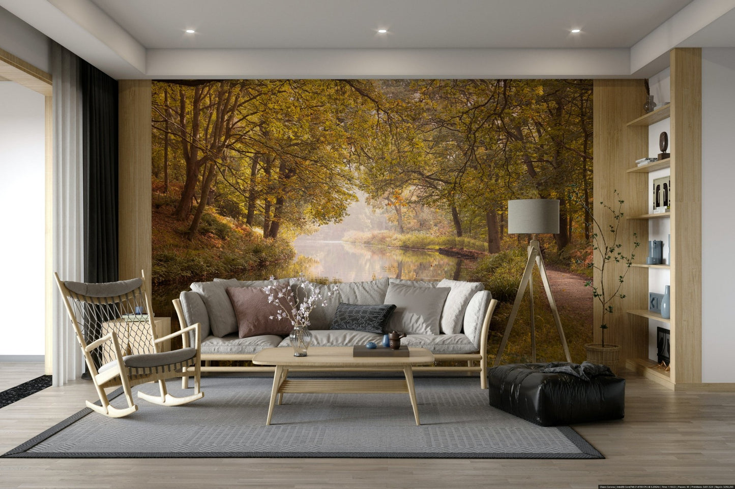 Canal path and trees wallpaper
