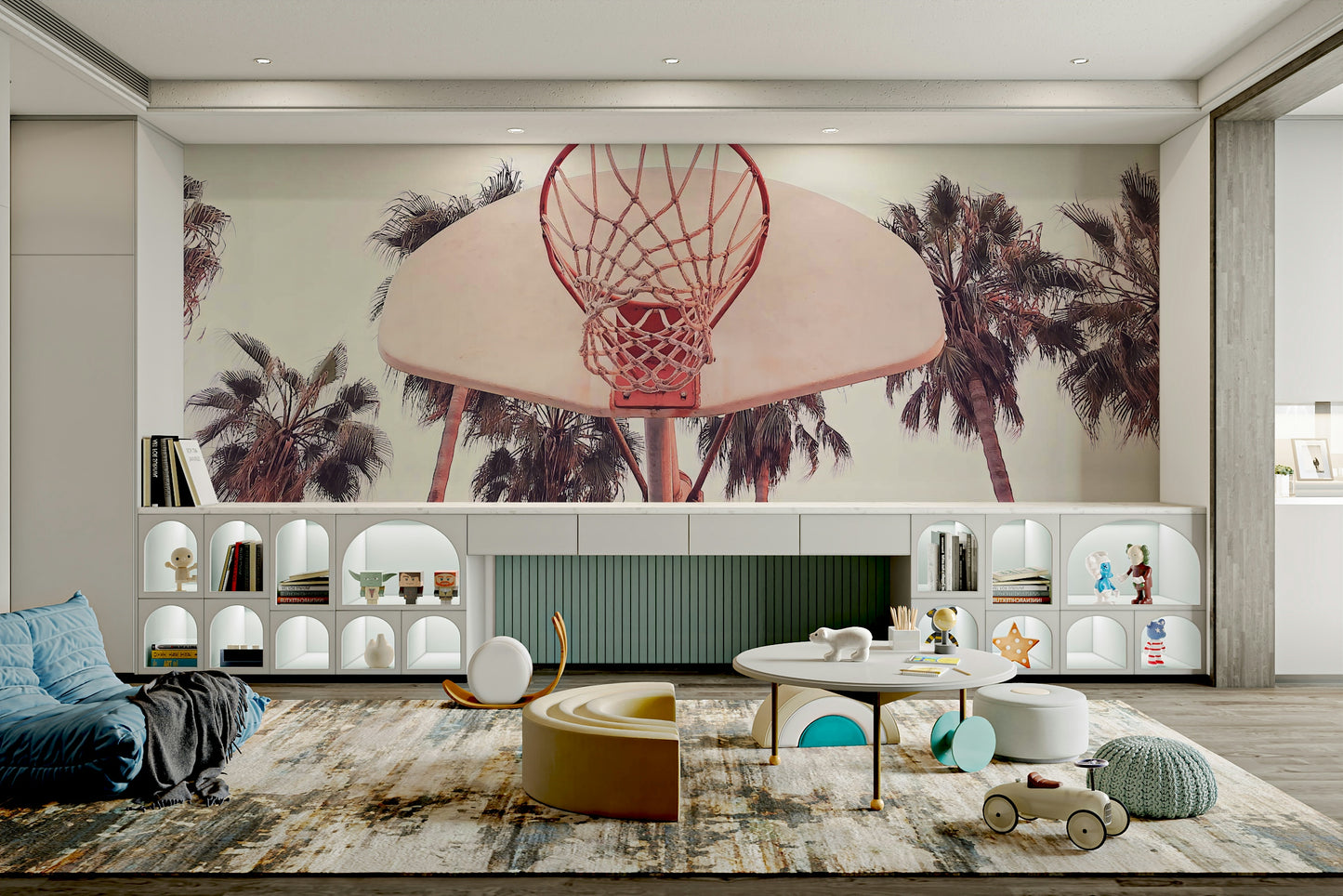 Basketball hoop mural for boys’ bedroom

