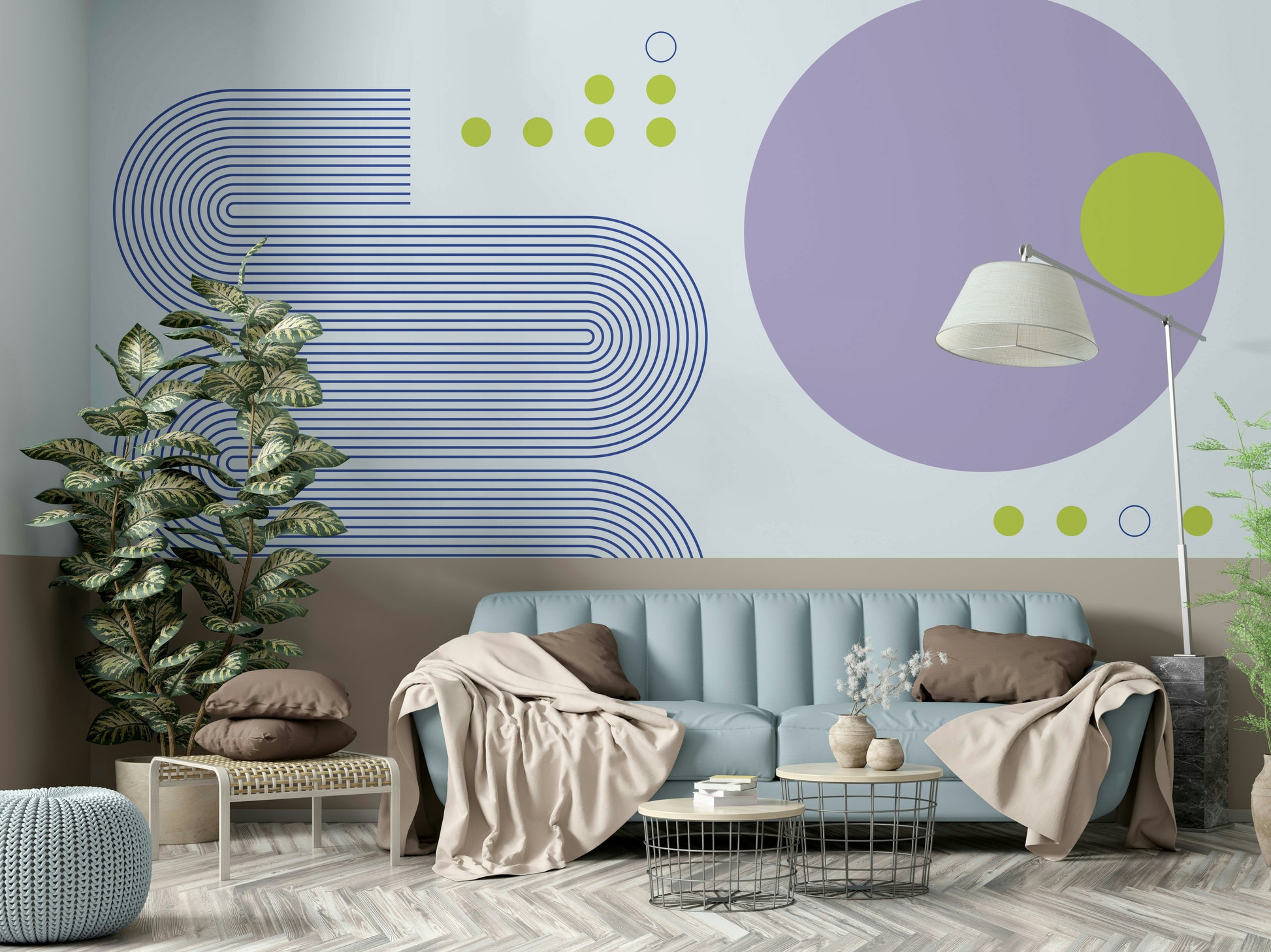 Abstract shapes and lines on Bauhaus wall art

