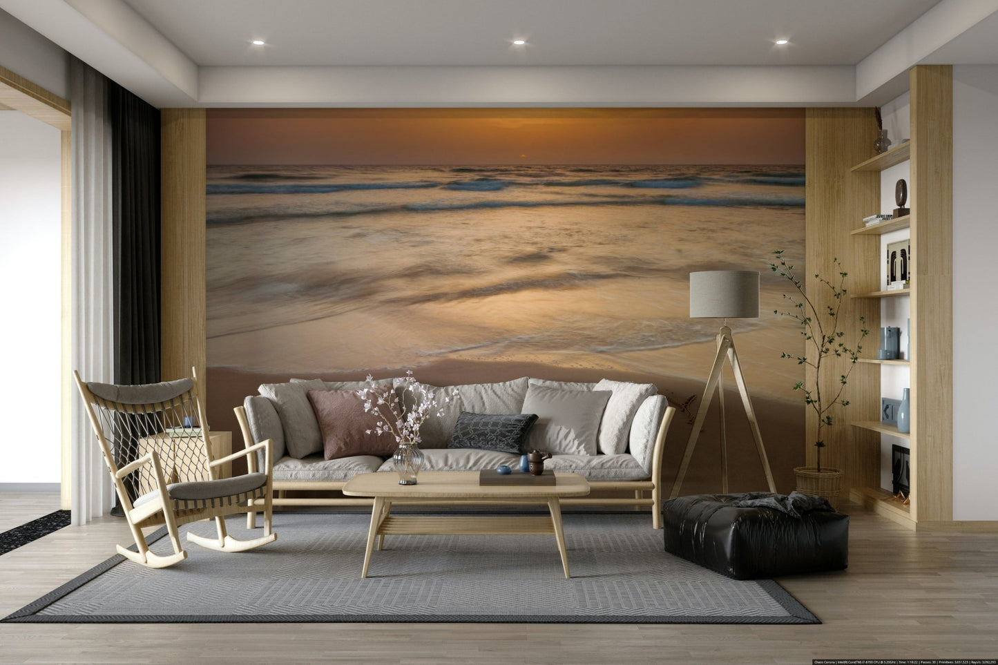 Serene beach scene for living rooms
