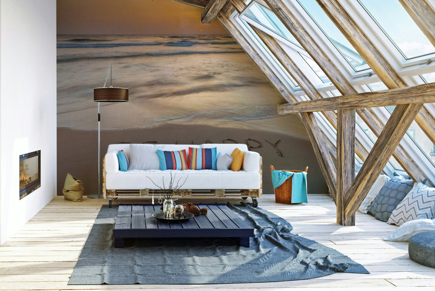 Soothing coastal mural for interiors
