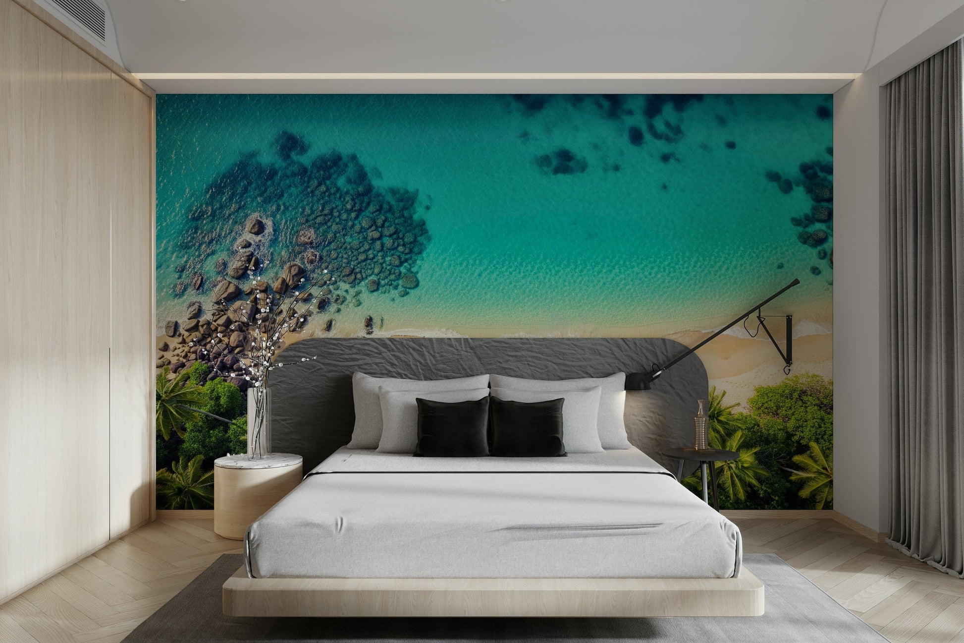 Wall mural with whimsical shapes and colors

