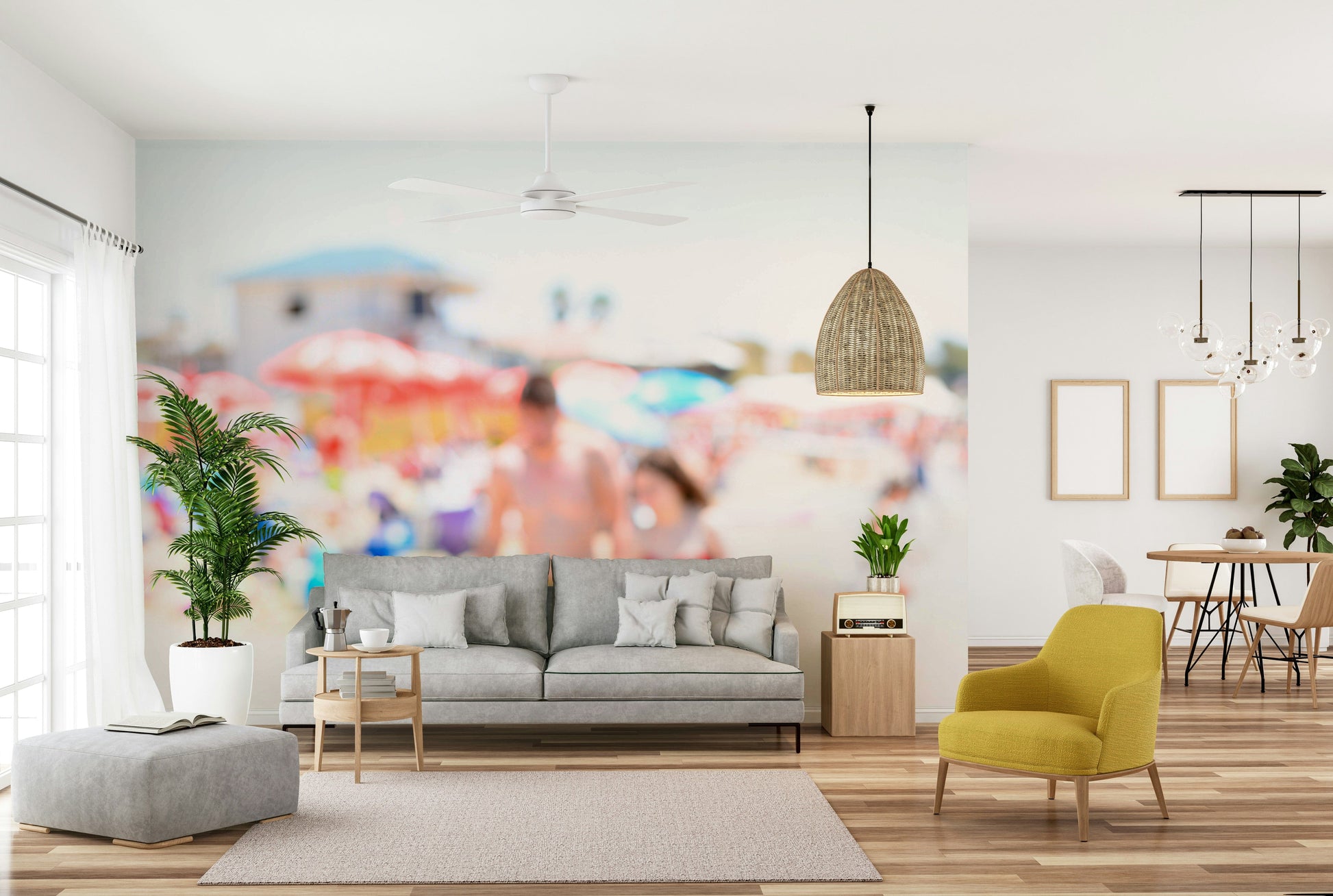 A beautiful wide-angle wall mural of the sea.

