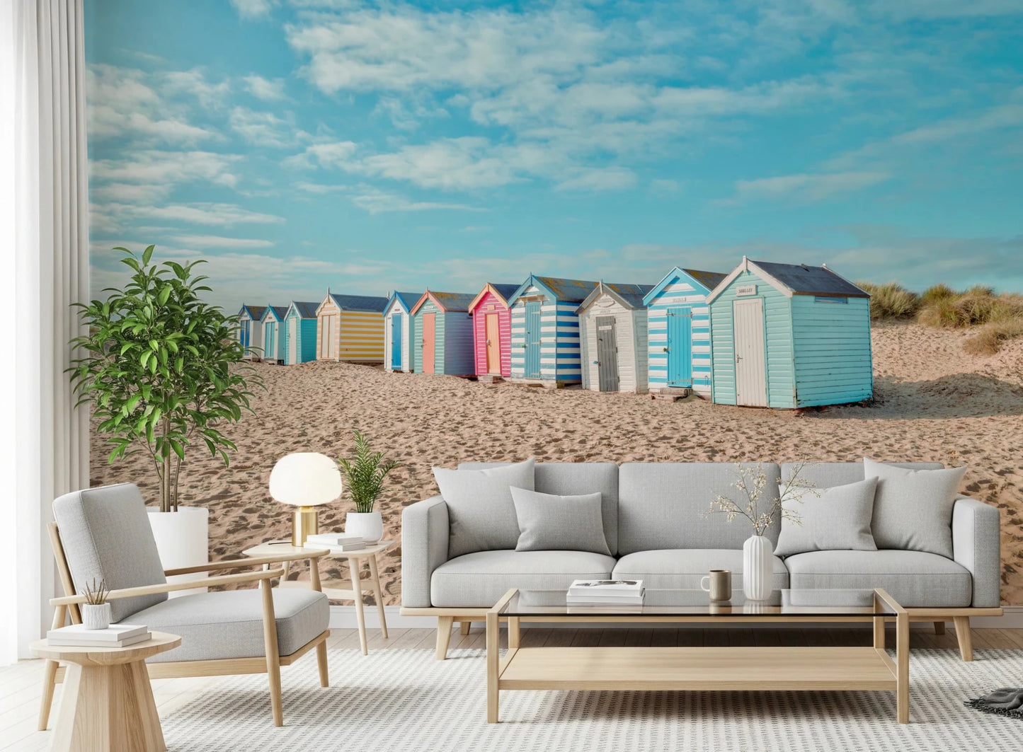 Beach Huts on the Shore Wall Mural