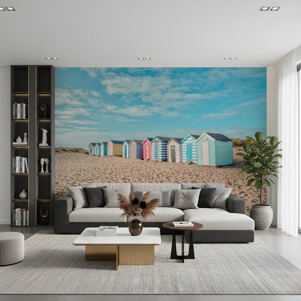 Beach Huts on the Shore Wall Mural