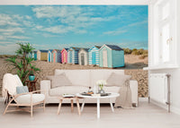 Beach Huts on the Shore Wall Mural
