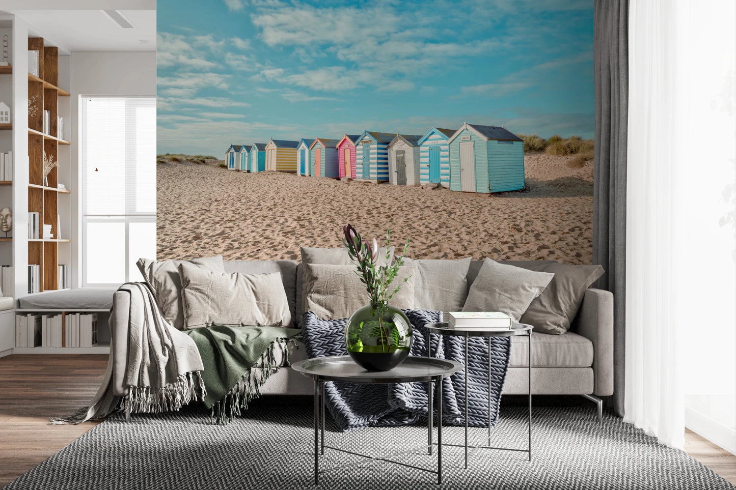 Beach Huts on the Shore Wall Mural
