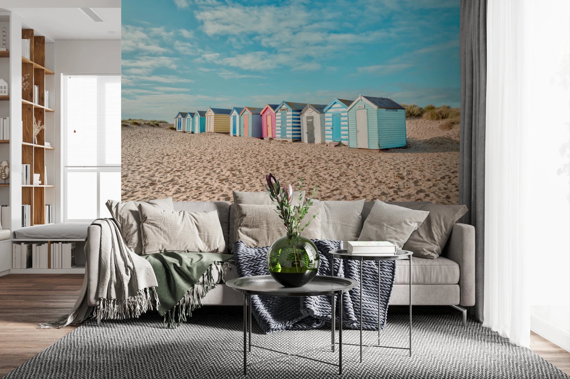 Beach Huts on the Shore Wall Mural
