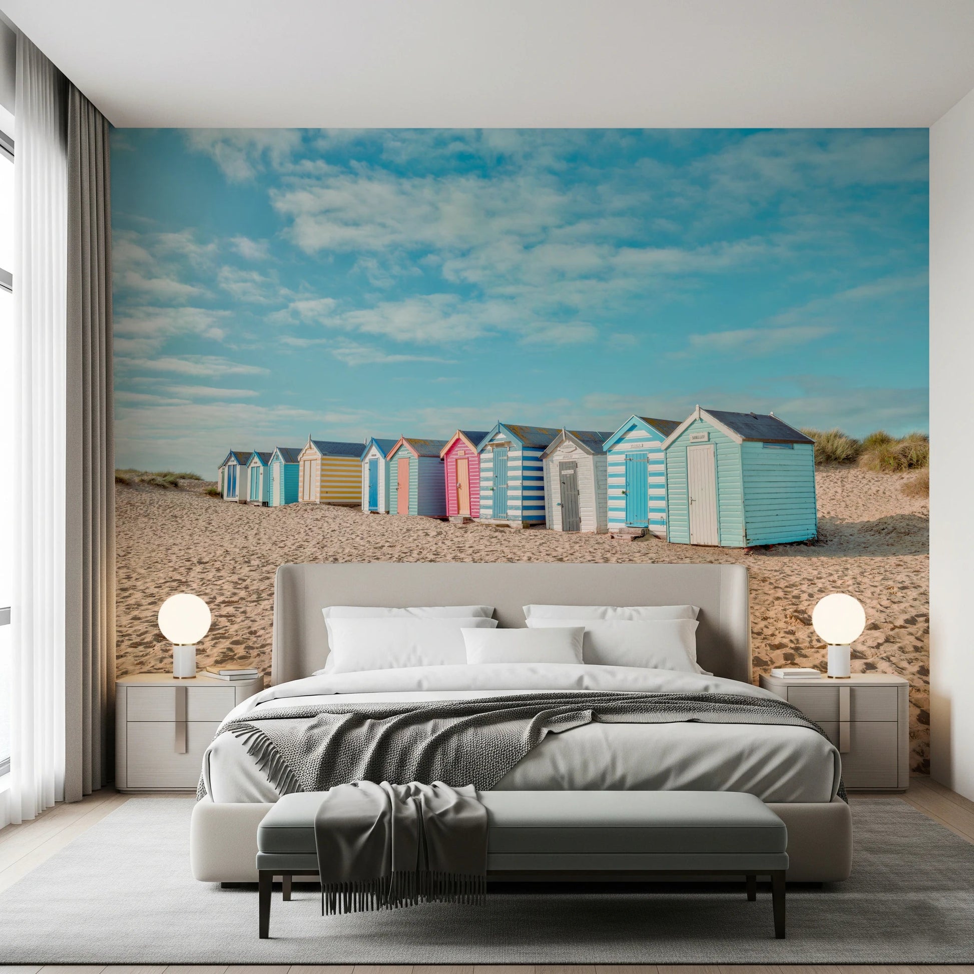 Beach Huts on the Shore Wall Mural