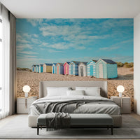 Beach Huts on the Shore Wall Mural
