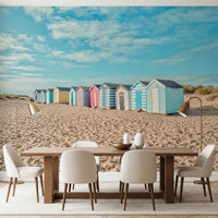 Beach Huts on the Shore Wall Mural