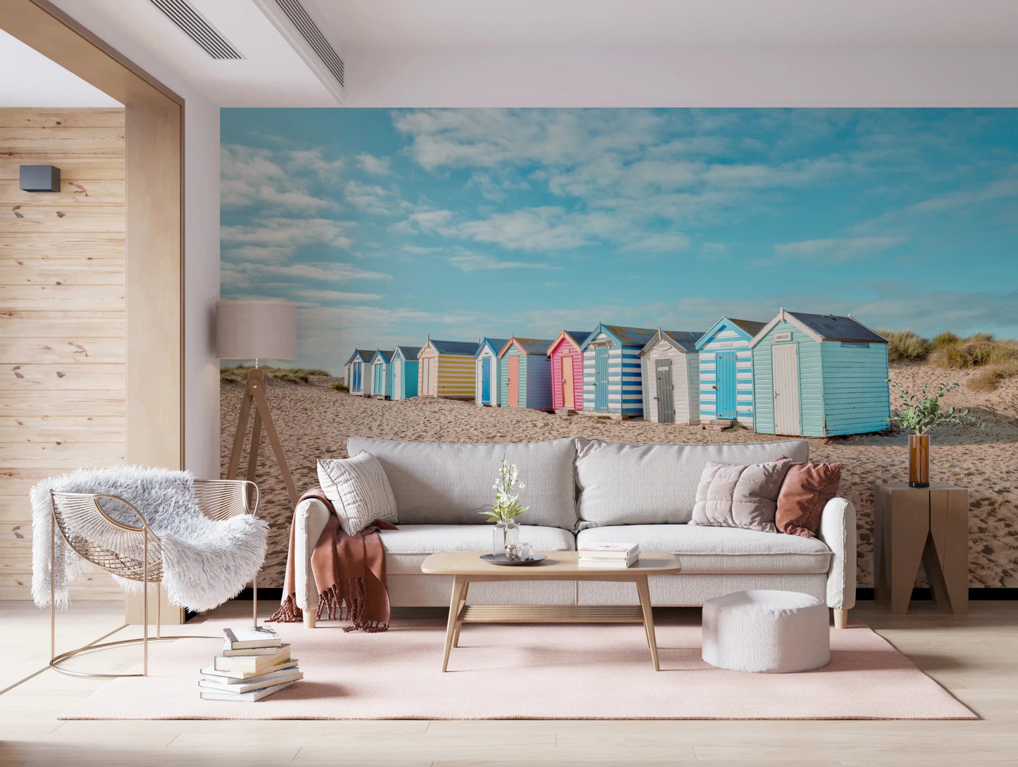 Beach Huts on the Shore Wall Mural