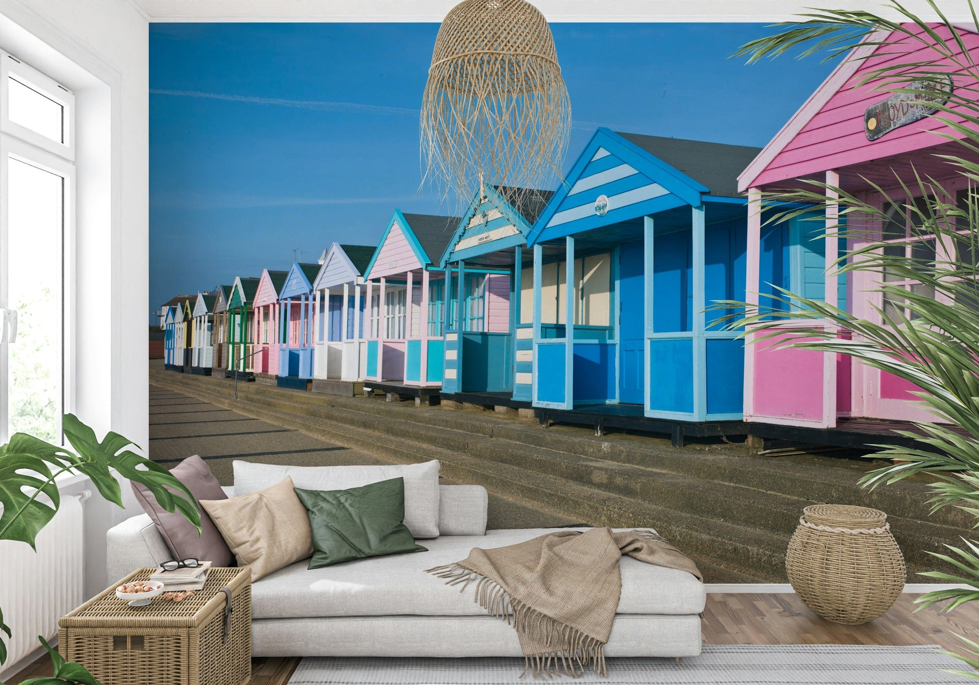 Peel and stick Vibrant Seaside Vibe print, nautical décor.