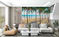 Exotic island grove Beach Palm Paradise wallpaper mural for rooms.