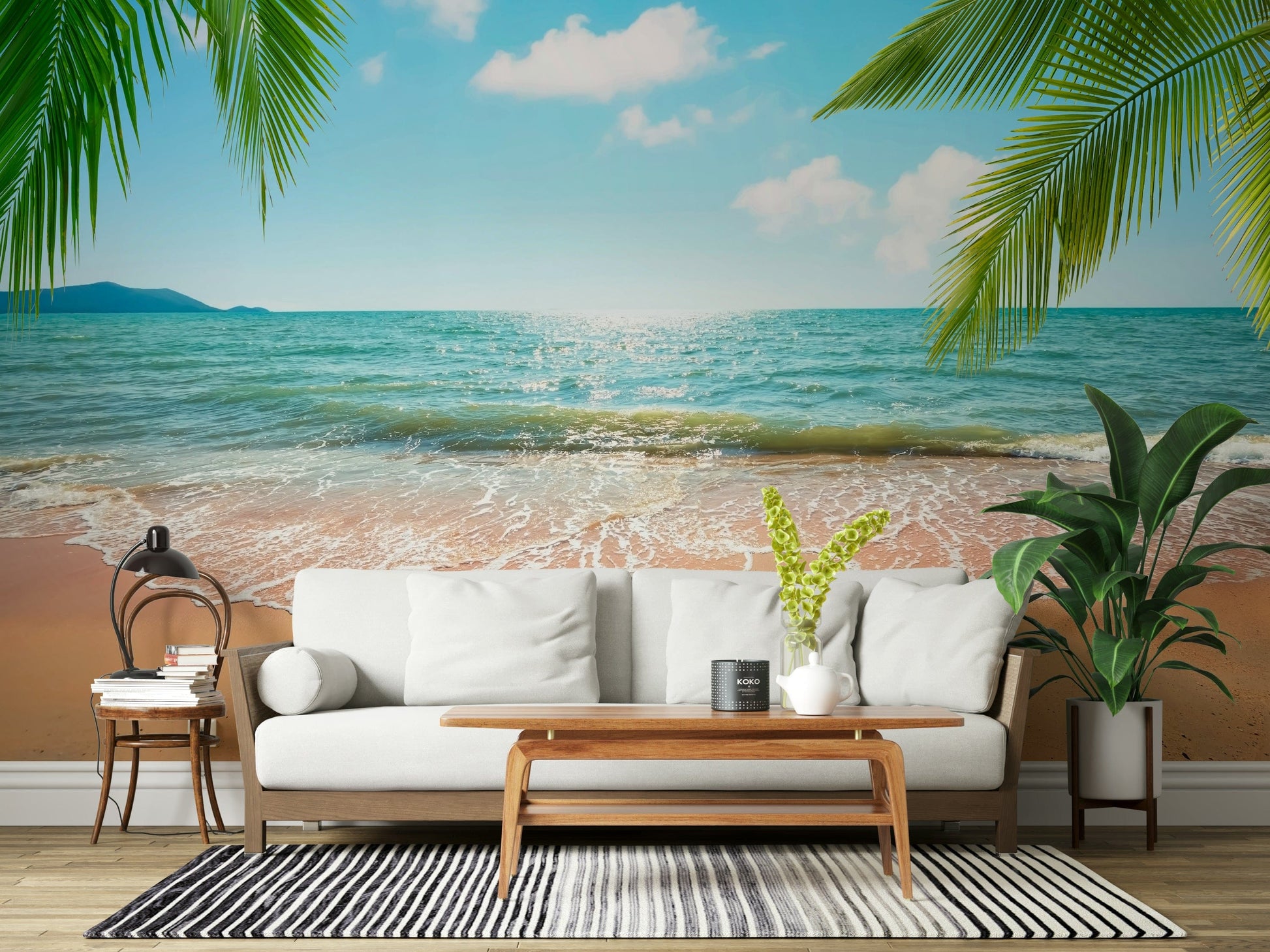 Seaside Beachside Bliss mural, natural setting, rolling water, calming backdrop.