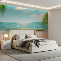 Calming Beachside Bliss wall covering, tropical view, ocean reflection, stylish update.