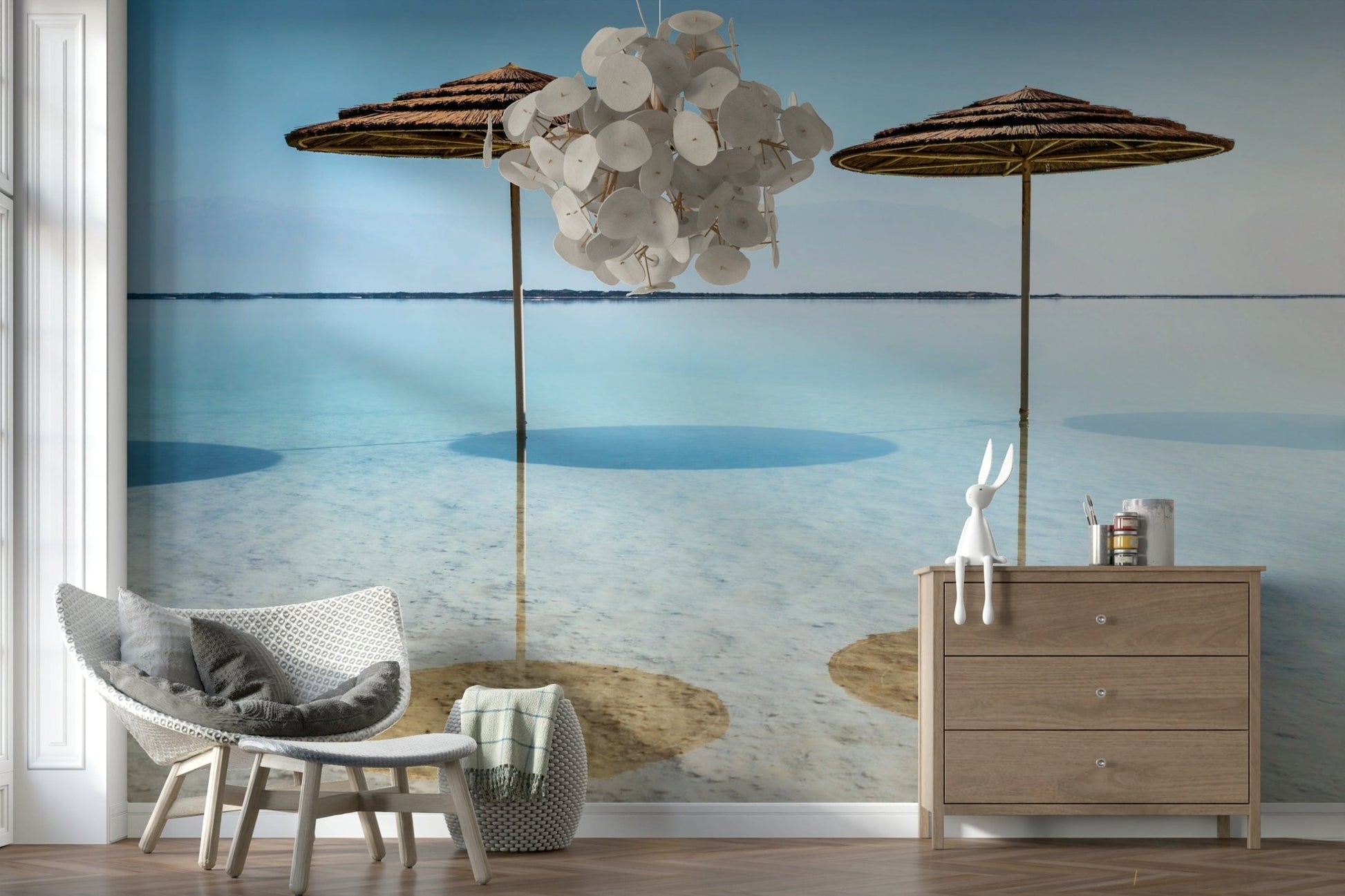 Tropical Beach Parasols wallpaper for walls serene vacation scene resort