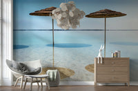 Tropical Beach Parasols wallpaper for walls serene vacation scene resort