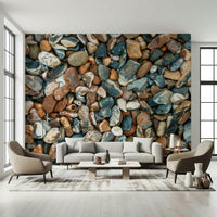 Authentic Beach Pebbles ground material mural.