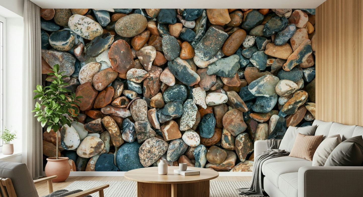 Coastal Beach Pebbles wall covering design.