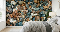 Beach Pebbles wall mural natural stone texture.