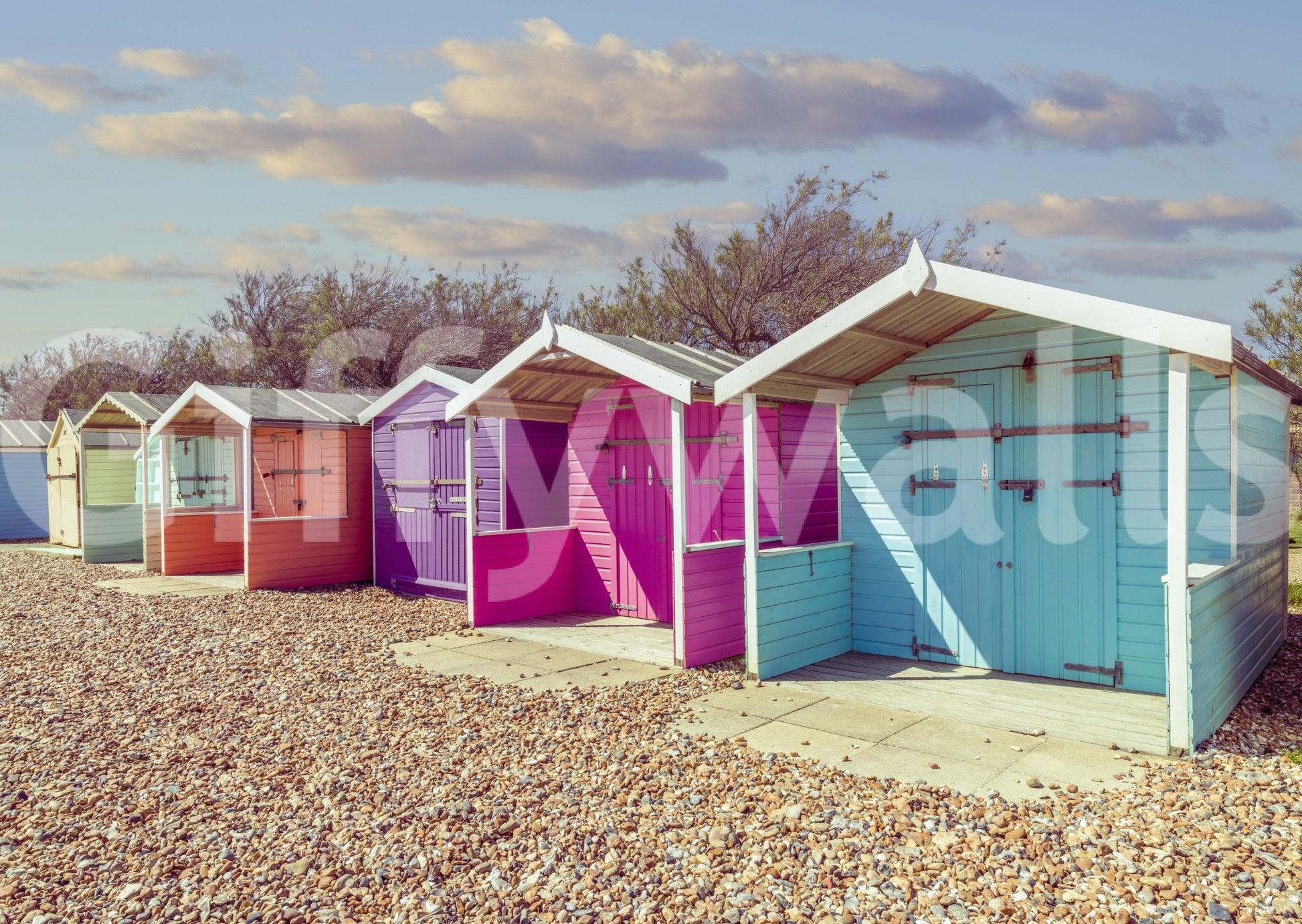 Coastal inspired wall covering, the charming Beach Row Bliss.