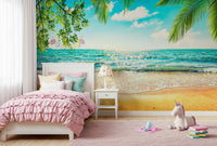 Sunlit tropical beach Coastal Beach Serenity wallpaper for walls