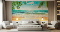 Coastal Beach Serenity wallpaper mural relaxing seaside landscape art