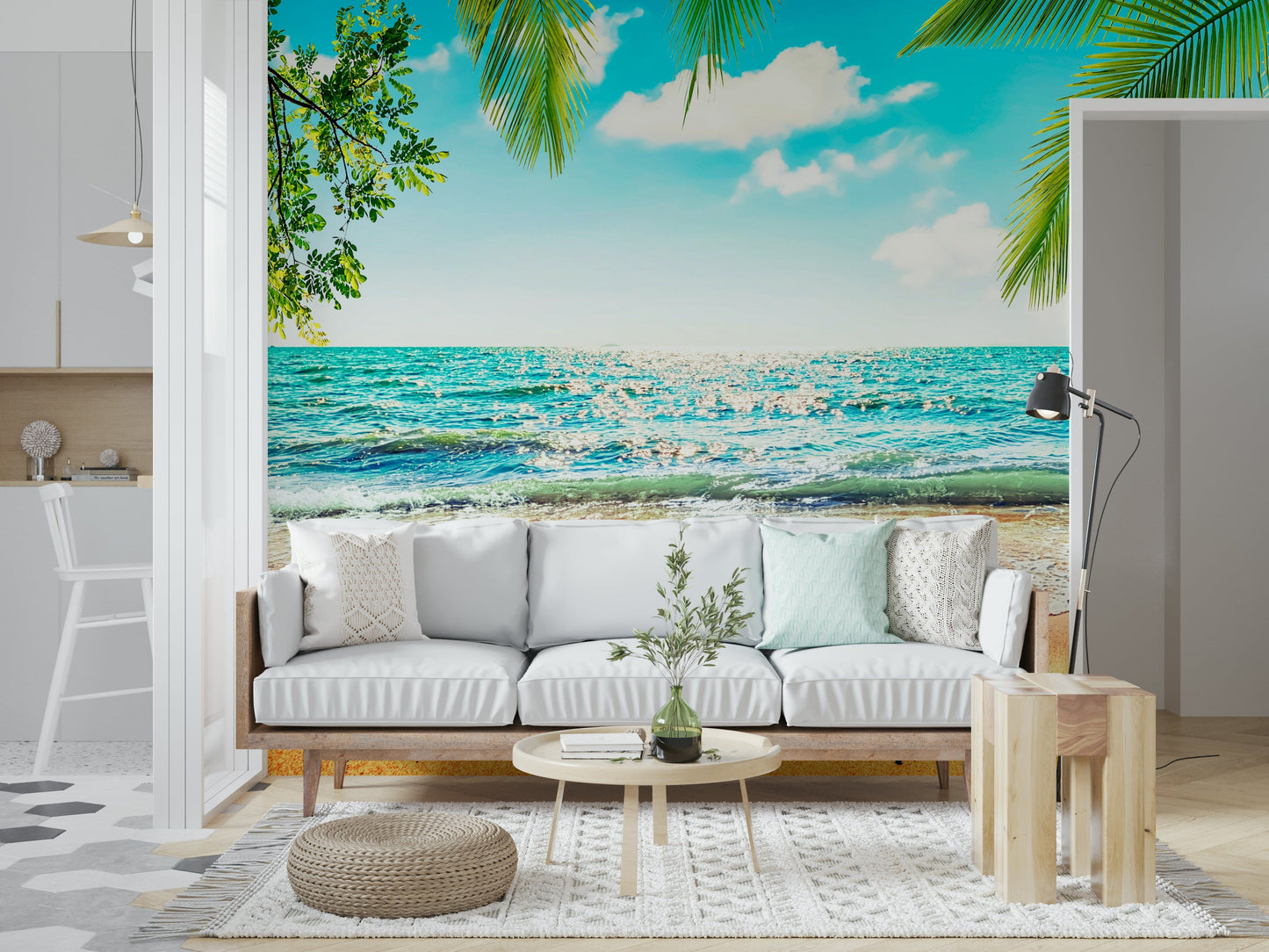 Coastal Beach Serenity wallpaper for walls lush green foliage