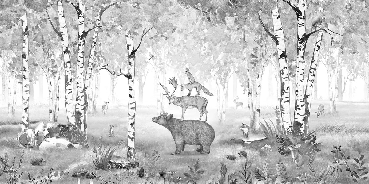 Bear King Grey Wallpaper Mural in your room — zoomed