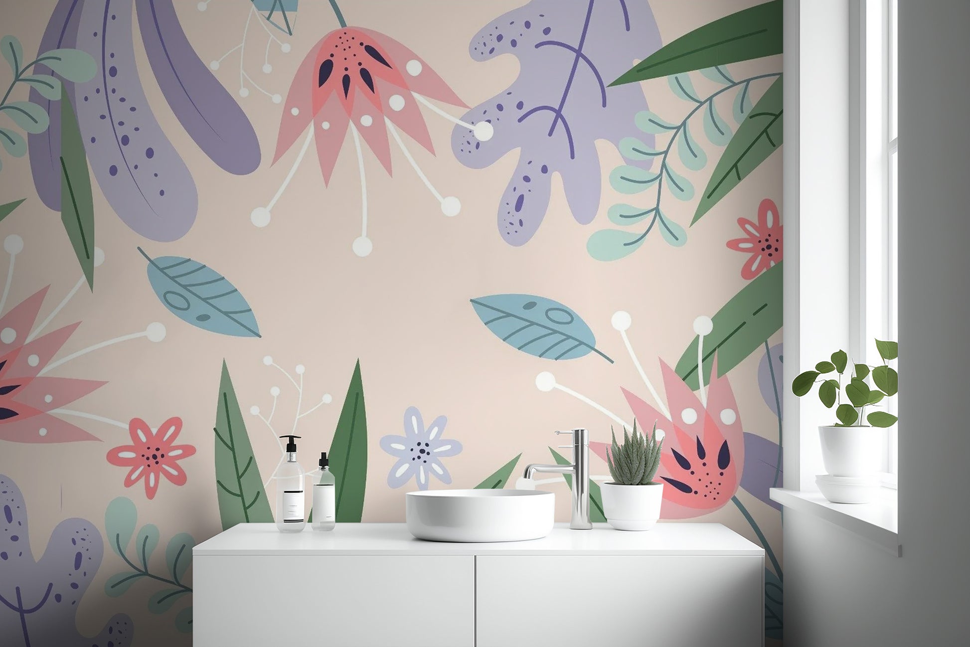 Abstract Leaves Flowers Wallpaper Murals - Giffywalls