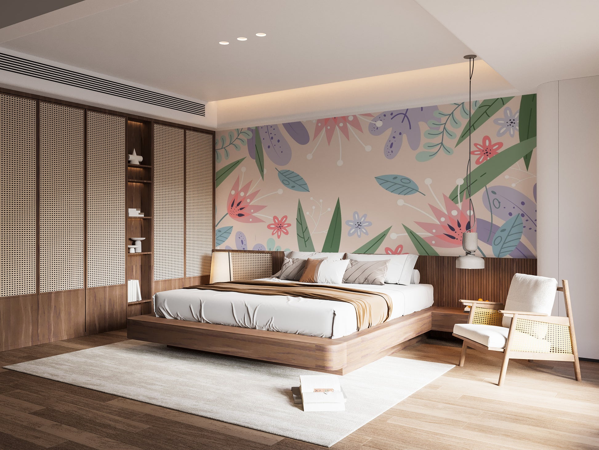 Artistic Abstract Leaves Flowers Wallpaper Mural
